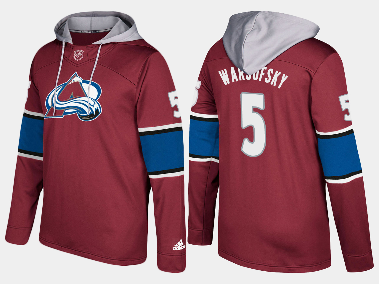 Men NHL Colorado avalanche 5 david warsofsky burgundy hoodie